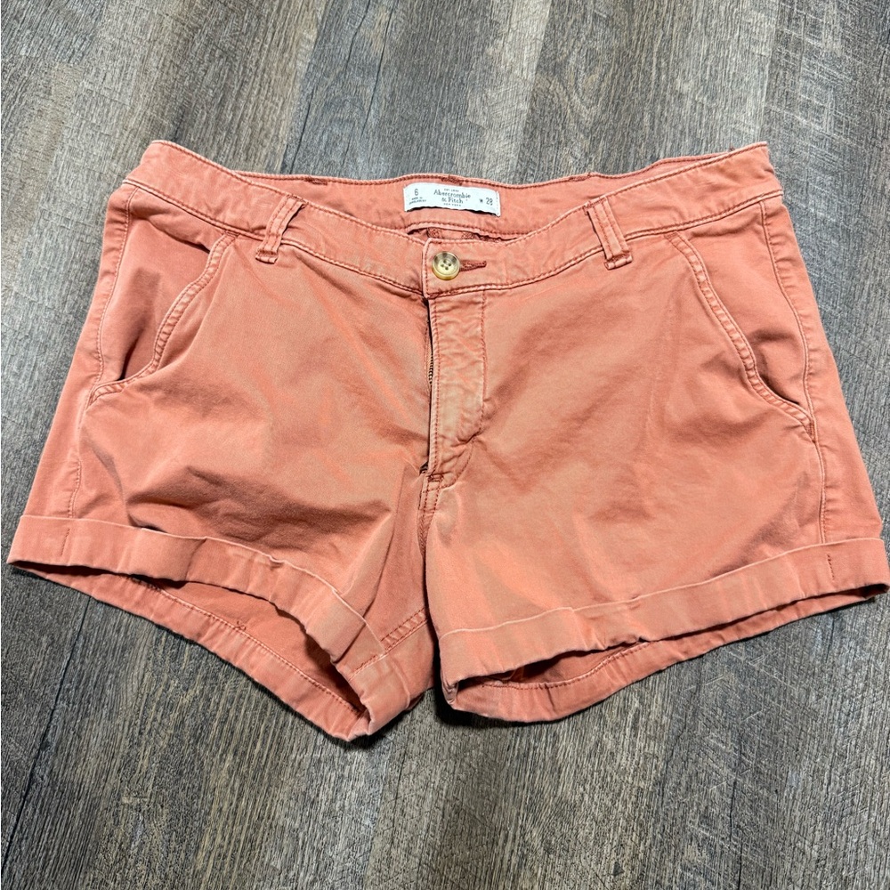 Abercrombie & Fitch Salmon Coral Chino Bermuda Shorts